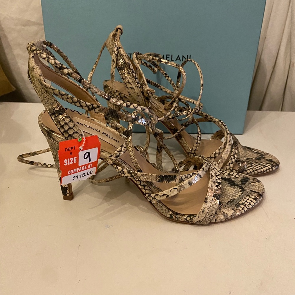 Antonio Melani snakeskin print leather sandals 9